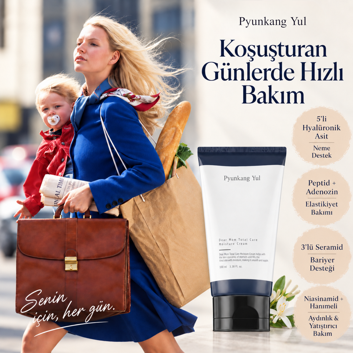 Pyunkang Yul Dear Mom Nem ve Elastikiyet Bakım Kremi 100 ml – Hyalüronik Asit, Seramid, Peptid & Niasinamid