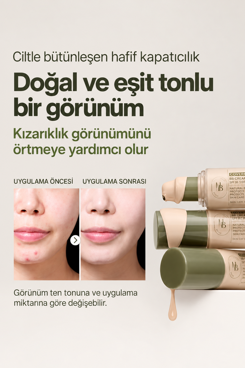 HEVEBLUE Derma Zinc Matcha MX BB Cream 3.0 Beige – Yeşil Çay ve Çinko PCA İçeren BB Krem 30 ml