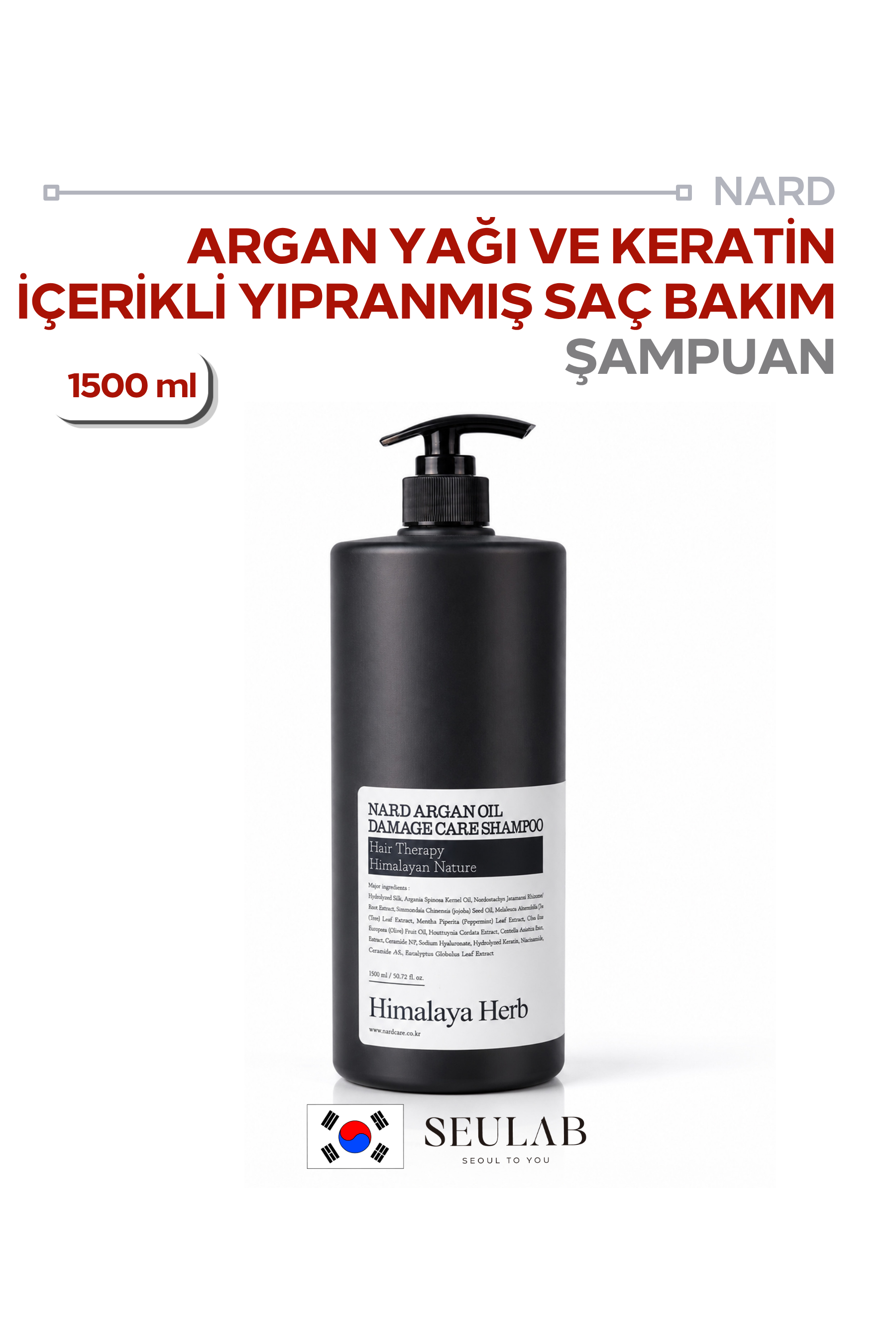Nard Argan Oil Damage Care Shampoo - Argan Yağı İçeren Hasar Görmüş Saçlara Özel Şampuan 1.5L