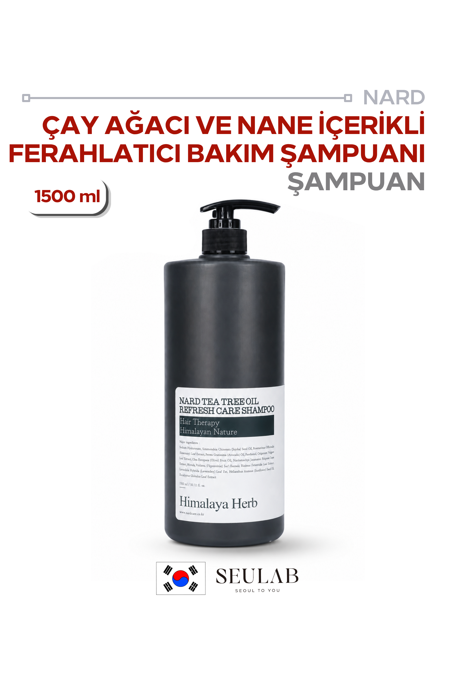 Nard Tea Tree Oil Refresh Care Shampoo - Çay Ağacı Yağı İçeren Ferahlatıcı Bakım Şampuanı 1.5L