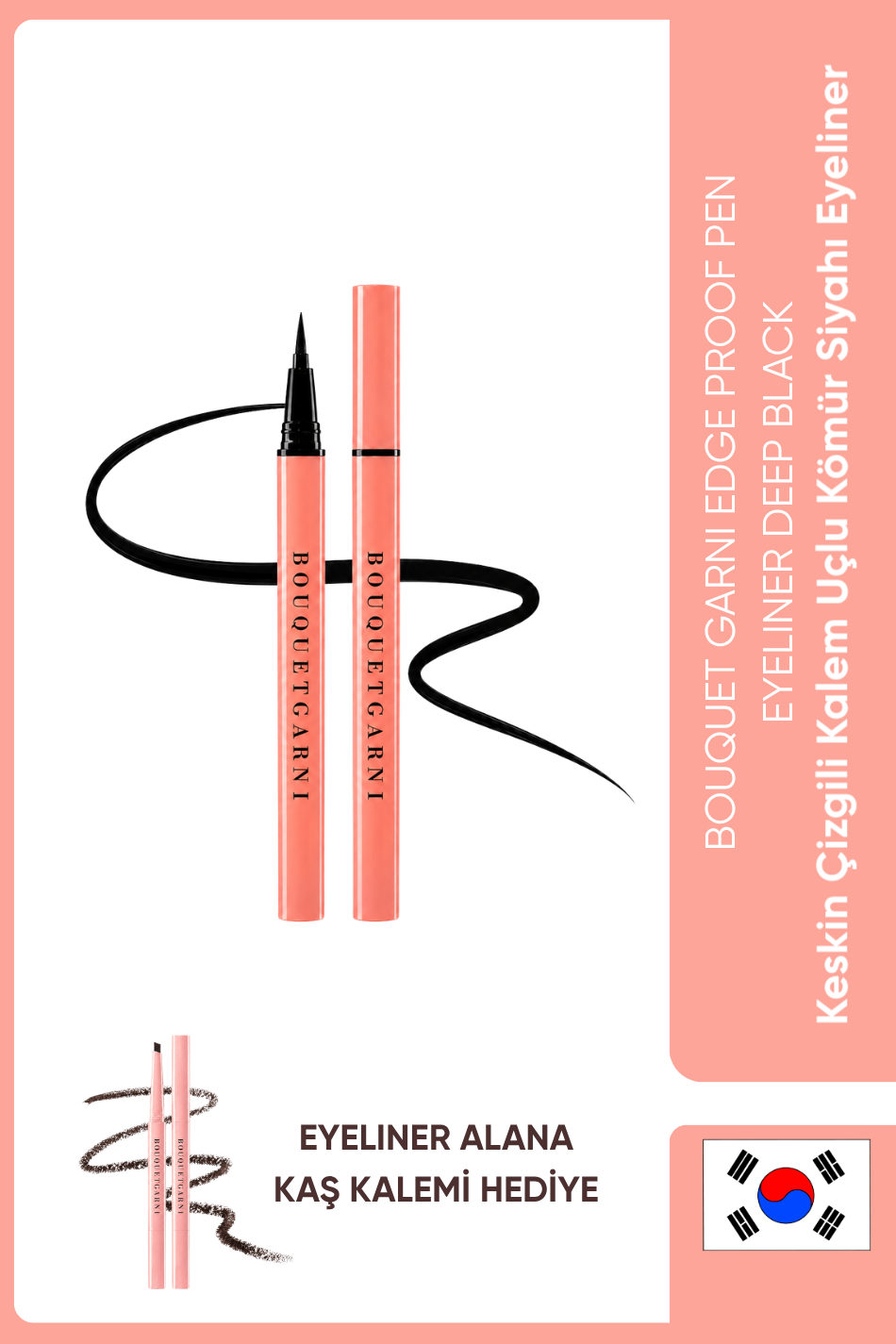 Bouquet Garni Edge Proof Pen Eyeliner Deep Black Edge Proof Dağılmayan Kömür Siyahı Keçe Uçlu Eyeliner