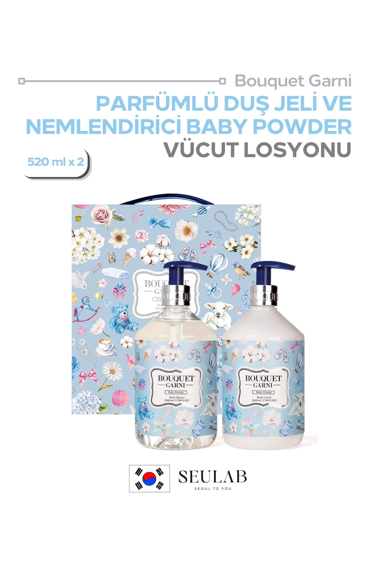 Bouquet Garni Fragranced Body Shower & Lotion Gift Set Baby Powder 520ml (2ea)