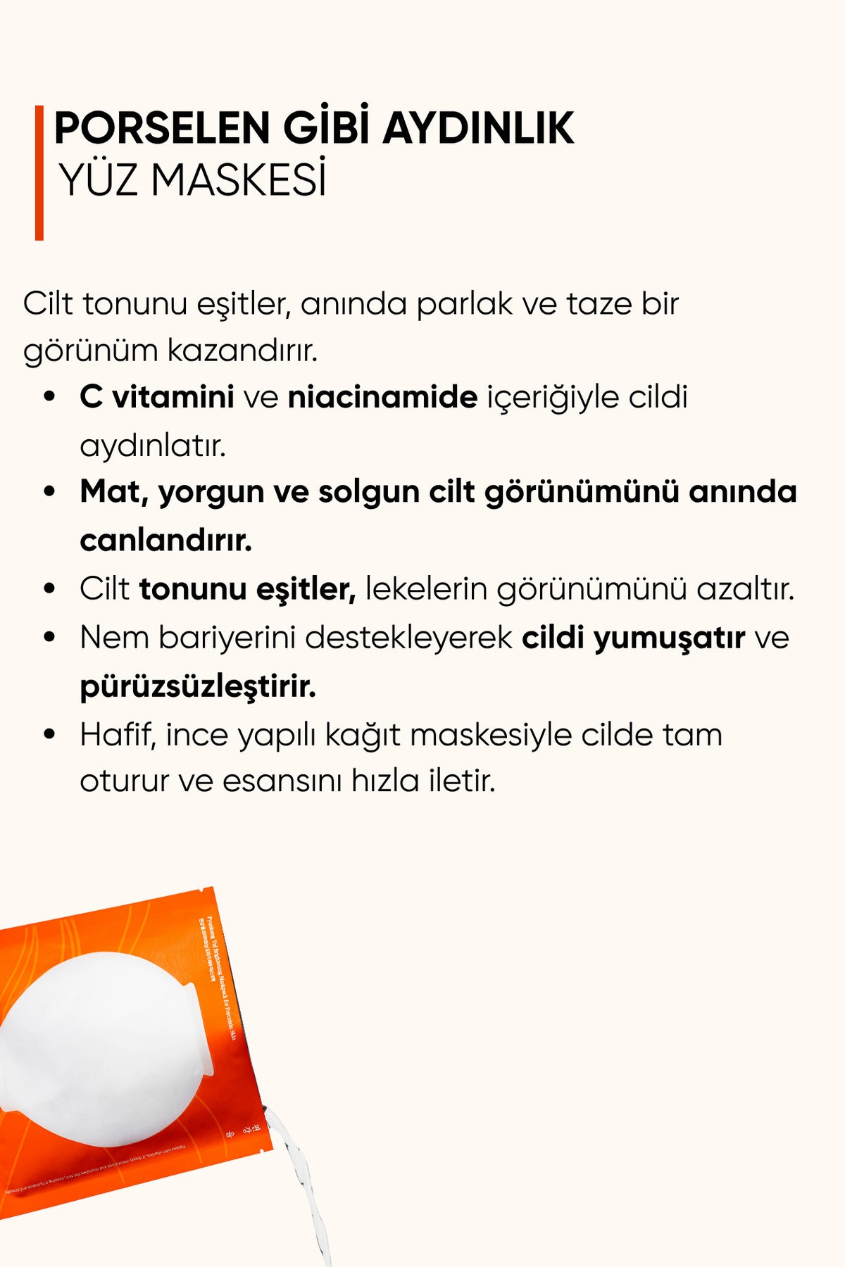Brightening Mask for Porcelain Skin - Aydınlatıcı ve C Vitaminli Yüz Maskesi 10'lu PAKET