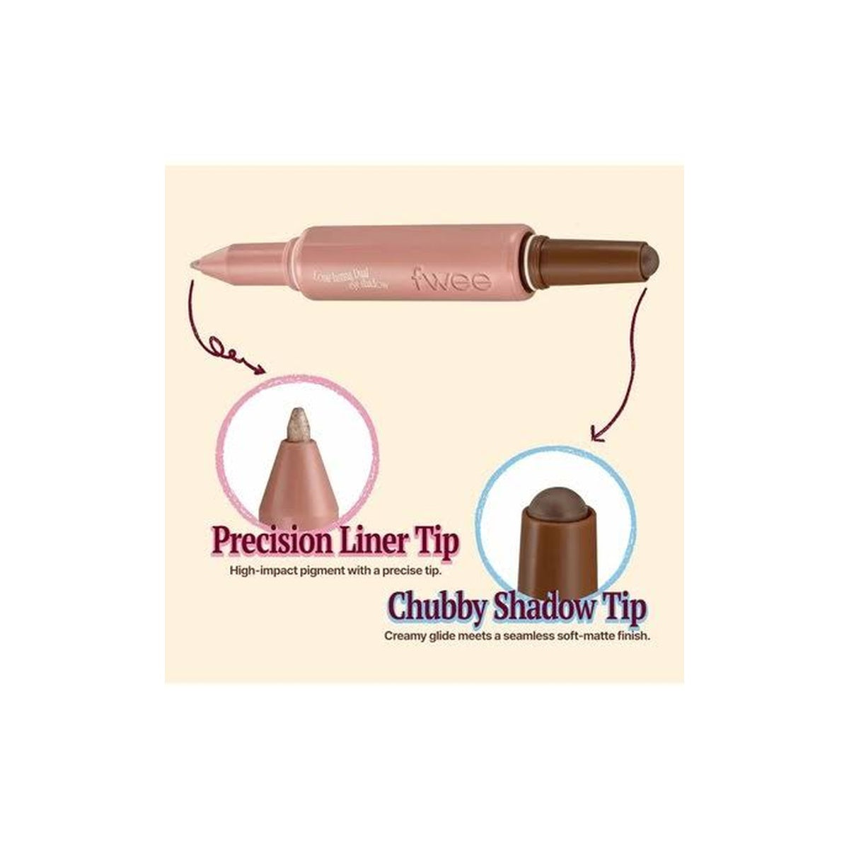FWEE Long-Lasting Dual Coloring Stick Eye Shadow 02 Soft Blink – Çift Uçlu Kalem Far 1,2 g