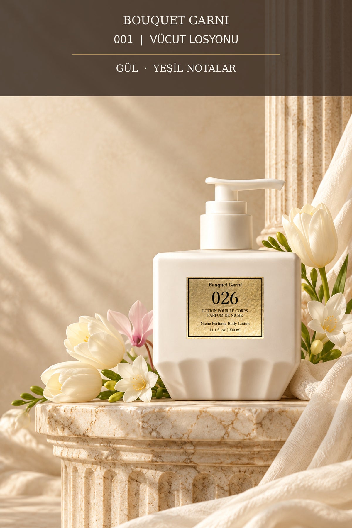 Bouquet Garni Nemlendirici Vücut Losyonu, Lale ve Frezya Kokulu – No:026, 330 ml
